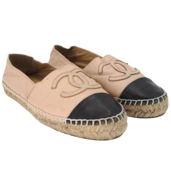 Chanel Espadrille 38 CC Leather Cap Toe Flats CC-0717N-0003 - Picture 5 of 9